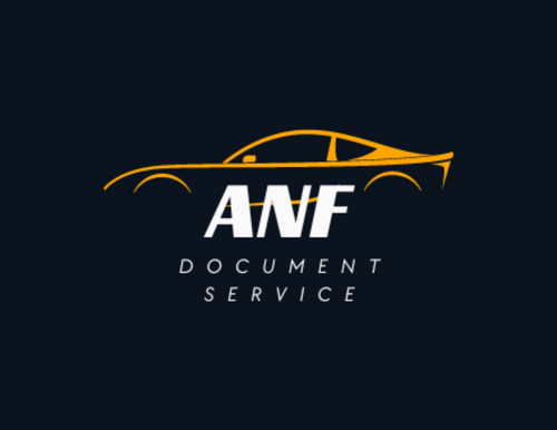 ANF Document Service with an outline of a yellow care and a black background